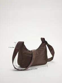 Minimalist Hobo Bag - Coffee Brown - View 3