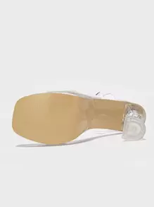 Women Pyramid Heeled Sandals, Fashionable Open Toe Ankle Strap Sandals,Platform Heels For Women - Clear - View 3