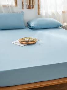 1 PC Chải Đồng Màu Trang Bị Tấm, Mềm Mại Chăn Ga Gối Cung Cấp, Chăn Cho Phòng Ngủ - Màu xanh lam - Xem 4