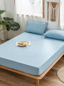 1 PC Chải Đồng Màu Trang Bị Tấm, Mềm Mại Chăn Ga Gối Cung Cấp, Chăn Cho Phòng Ngủ - Màu xanh lam - Xem 5