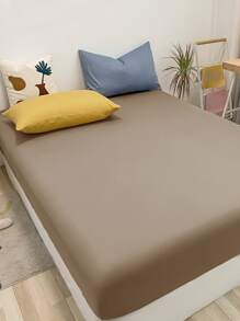 1入組拉絨素色床笠柔軟床上用品臥室毛毯 - 咖啡棕 - 查看 1