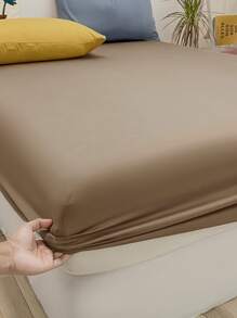 1入組拉絨素色床笠柔軟床上用品臥室毛毯 - 咖啡棕 - 查看 4