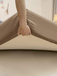 1入組拉絨素色床笠柔軟床上用品臥室毛毯 - 咖啡棕 - 查看 5