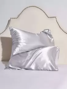1pc Silver Soft Breathable Silk Satin Pillowcase