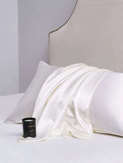 1pc Soft And Breathable Ice Silk Satin Pillowcase In Water Blue