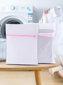 1pc Mesh Laundry Bag - Pink - View 1