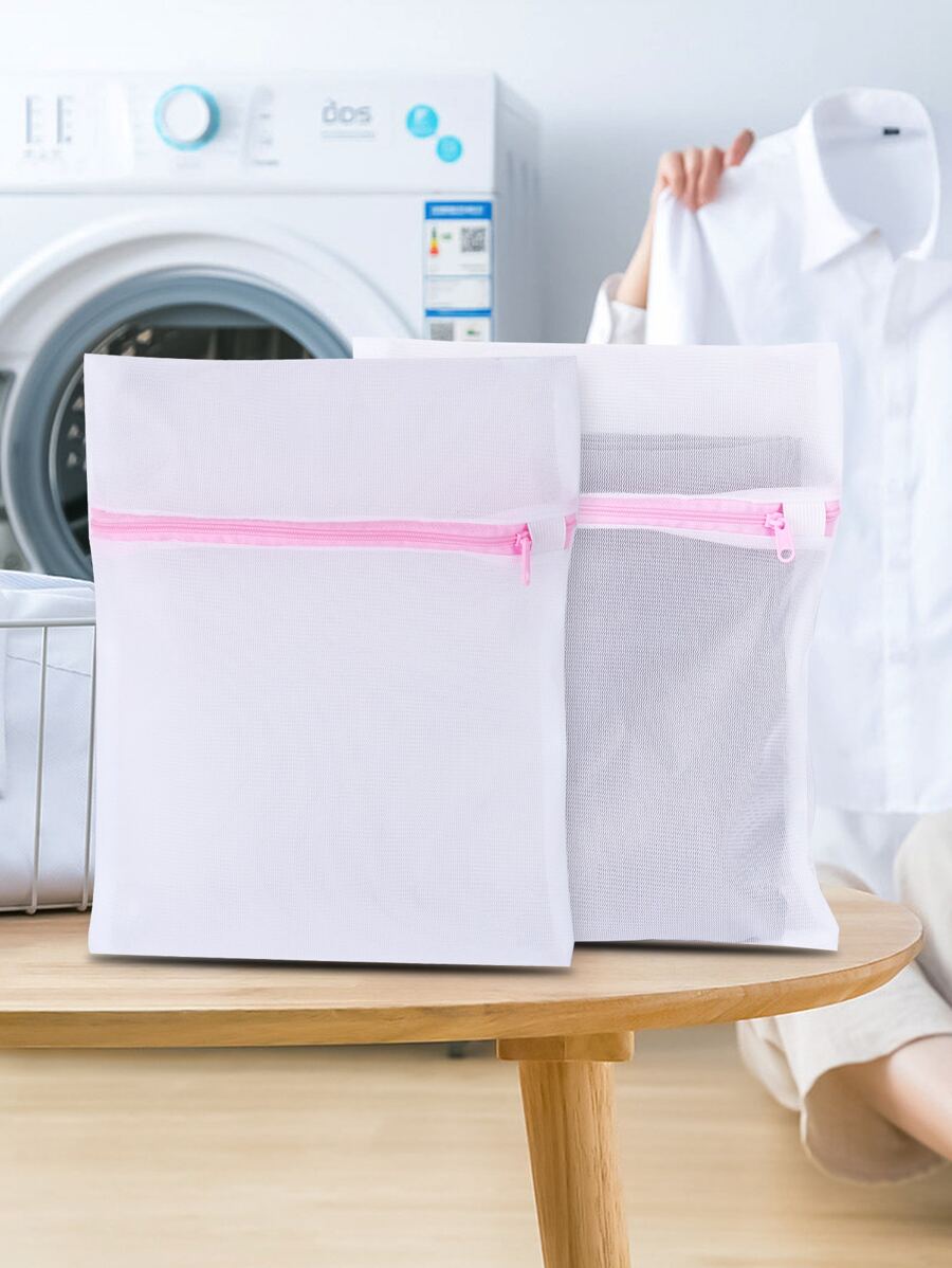1pc Mesh Laundry Bag - Pink - View 1