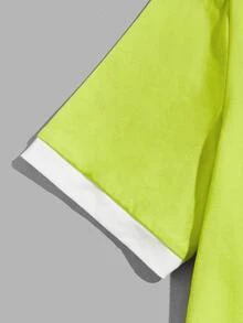 Manfinity RebelGame Men Letter Graphic Contrast Trim Tee - Lime Green - View 5