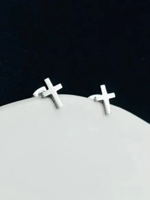 Nam Chi tiết chéo Bông tai stud , Đối với Đồ trang sức Qủa tặng Và Buổi tiệc - Bạc - Xem 1