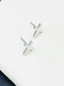 Nam Chi tiết chéo Bông tai stud , Đối với Đồ trang sức Qủa tặng Và Buổi tiệc - Bạc - Xem 2