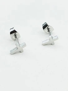 Nam Chi tiết chéo Bông tai stud , Đối với Đồ trang sức Qủa tặng Và Buổi tiệc - Bạc - Xem 3