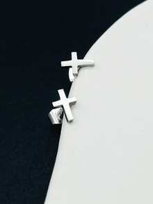 Nam Chi tiết chéo Bông tai stud , Đối với Đồ trang sức Qủa tặng Và Buổi tiệc - Bạc - Xem 4