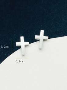 Nam Chi tiết chéo Bông tai stud , Đối với Đồ trang sức Qủa tặng Và Buổi tiệc - Bạc - Xem 6