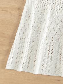 女孩網眼針織罩衫連衣裙 - 白色 - 查看 4