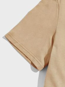 Manfinity Men Slogan & Tropical Print Tee - Khaki - View 4