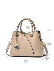 Minimalist Novelty Bag With Bag Charm, Mother's Day Gift For Mom - Apricot - View 5