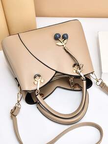 Minimalist Novelty Bag With Bag Charm, Mother's Day Gift For Mom - Apricot - View 8