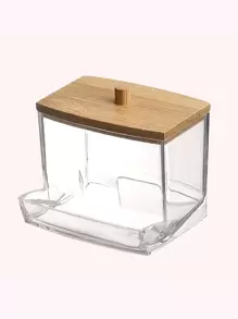 1入組拭子墊支架、芽球分配器、浴室容器藥劑罐，用於存放帶木蓋 - 彩色 - 查看 1