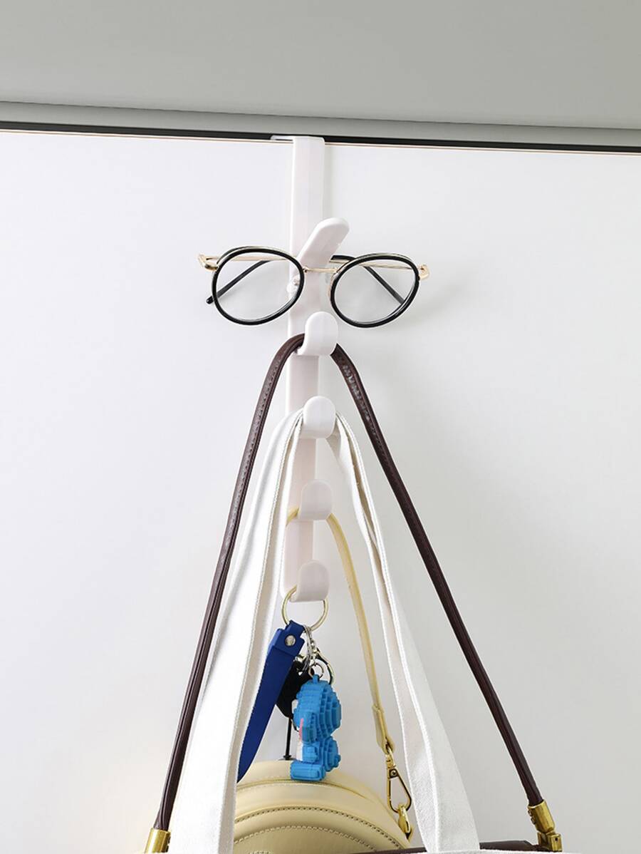 1 Móc Treo Móc Treo Trên Cửa, 5 Móc Treo Nhựa Giá Treo Đồ Cho Áo Khoác, Nón, Áo Choàng, Sơ Mi, Thắt Lưng, Túi Xách, Khăn, Tủ Quần Áo Và Phòng Tắm - trắng - Xem 1