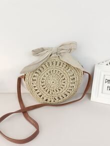 Bolsa de mimbre con abertura - Beis - Ver 2