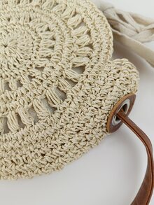 Bolsa de mimbre con abertura - Beis - Ver 4