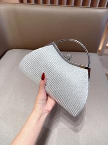 Moonlit EveBag 迷人的閃光閃亮，閃片，奢華，閃亮閃爍的鑽石裝飾盒包晚宴包，派對女孩，女人，新娘完美適用於派對、婚禮、舞會、晚宴/宴會 - 銀色 - 查看 7