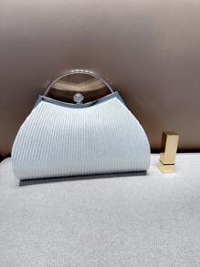 Moonlit EveBag 迷人的閃光閃亮，閃片，奢華，閃亮閃爍的鑽石裝飾盒包晚宴包，派對女孩，女人，新娘完美適用於派對、婚禮、舞會、晚宴/宴會 - 銀色 - 查看 8