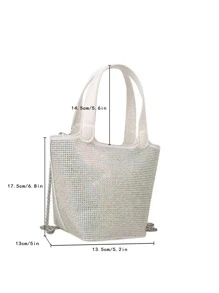 迷你鉚釘裝飾鏈條水桶包 - 白色 - 查看 5