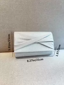 迷人、優雅、精美、靜謐豪華的亮片、時尚、奢華、閃亮的荷葉紋方形包、晚宴包、派對包, 適用於派對女孩、女人、新娘, 完美適用於派對、婚禮、舞會、晚宴/宴會 - 銀色 - 查看 3