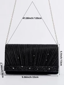 Cartera de brillo Vincy Glamorosa, elegante, exquisita, de lujo discreta con lentejuelas brillantes, elegante, lujosa y brillante. Detalle fruncido con solapa. Bolso cuadrado para la noche, para fiestas, cenas o bodas perfecto para chicas, mujeres y novias.