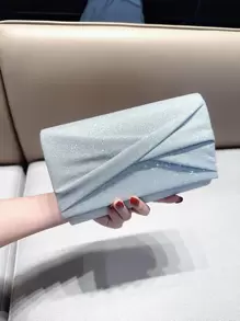 迷人、優雅、精美、靜謐豪華的亮片、時尚、奢華、閃亮的荷葉紋方形包、晚宴包、派對包, 適用於派對女孩、女人、新娘, 完美適用於派對、婚禮、舞會、晚宴/宴會 - 銀色 - 查看 5