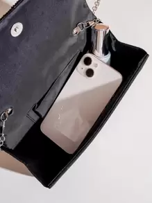 Cartera de brillo Vincy Glamorosa, elegante, exquisita, de lujo discreta con lentejuelas brillantes, elegante, lujosa y brillante. Detalle fruncido con solapa. Bolso cuadrado para la noche, para fiestas, cenas o bodas perfecto para chicas, mujeres y novias.
