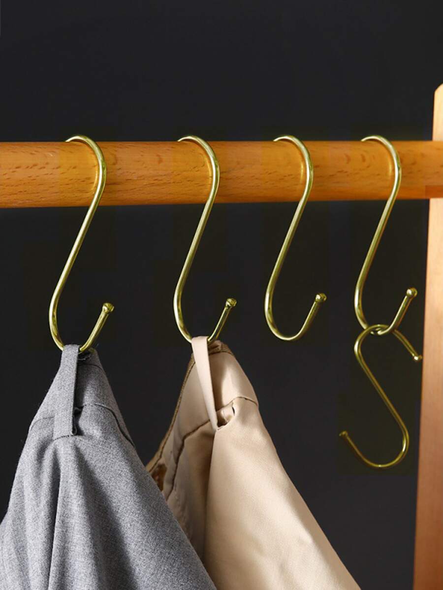 1set Multifunction Stainless Steel S-Shaped Hook, Classic Hook For Home - Gold - View 1