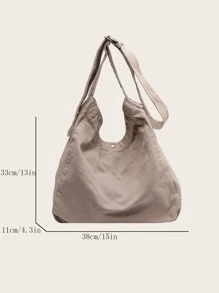 Washed Canvas Leisure Solid Color Fashion Unisex Shoulder Crossbody Bag - Camel - View 3