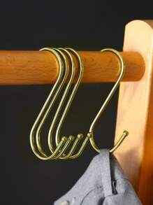 1set Multifunction Stainless Steel S-Shaped Hook, Classic Hook For Home - Gold - View 4