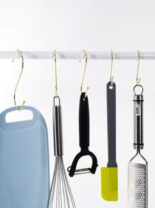 1set Multifunction Stainless Steel S-Shaped Hook, Classic Hook For Home - Gold - View 5