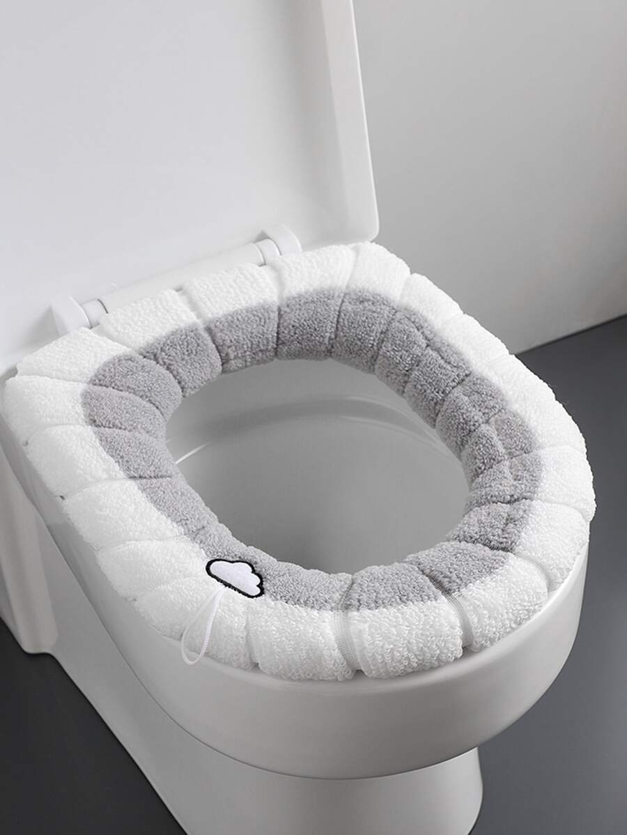 1 tấm bọc ghế vệ sinh mờ thêu đám mây - trắng - Xem 1