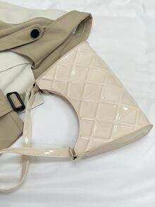 Bolso baguette en relieve geométrico - Beis - Ver 2