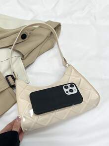 Bolso baguette en relieve geométrico - Beis - Ver 3