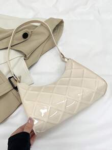 Bolso baguette en relieve geométrico - Beis - Ver 5