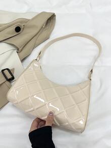 Bolso baguette en relieve geométrico - Beis - Ver 6