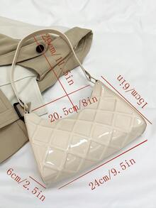 Bolso baguette en relieve geométrico - Beis - Ver 8