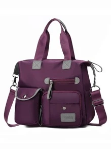 Versatile Waterproof Nylon Hand Bag, Women's Multi Pockets Shoulder Crossbody Purse For Travel - Purple - View 1