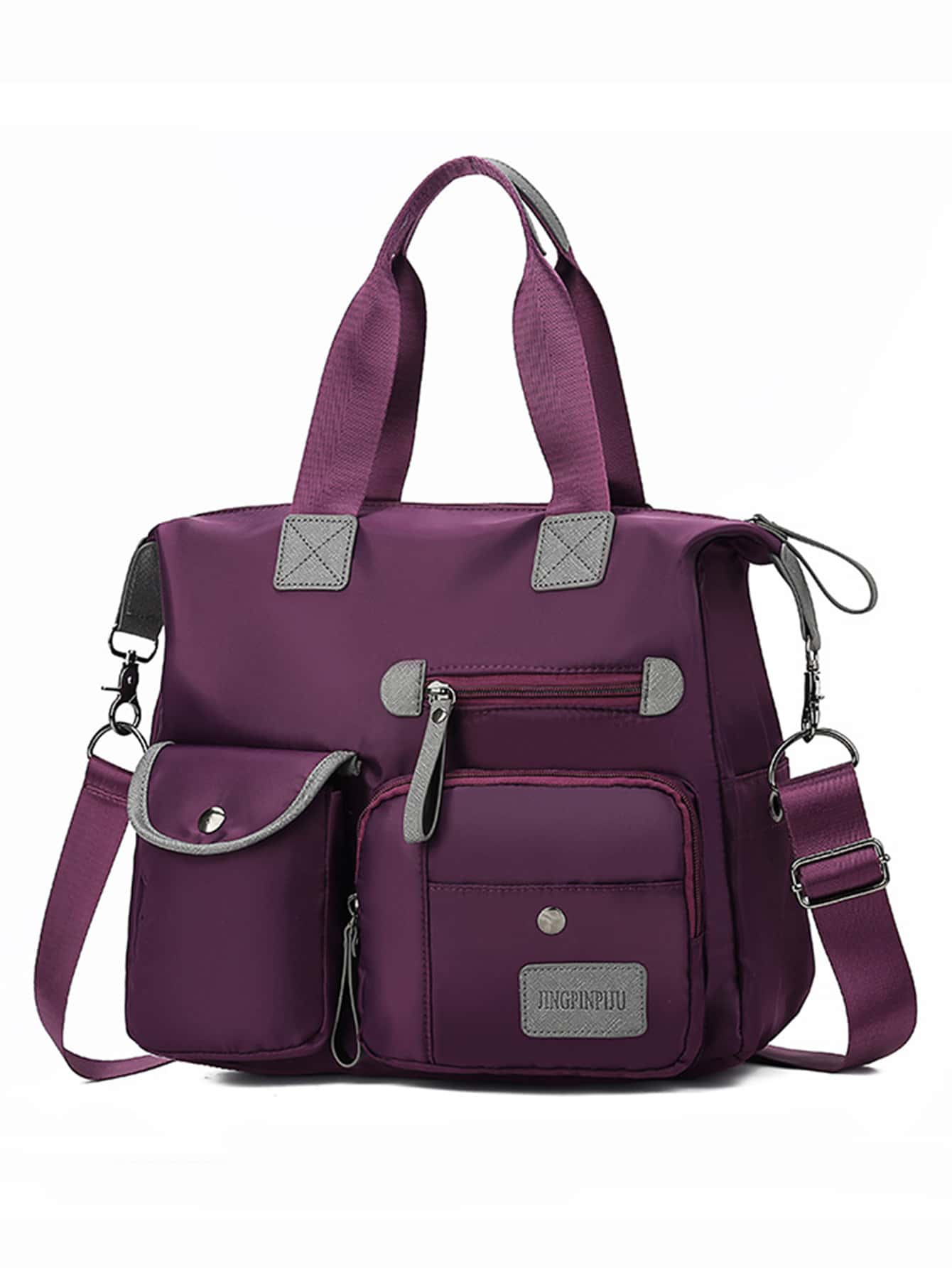 Versatile Waterproof Nylon Hand Bag, Women's Multi Pockets Shoulder Crossbody Purse For Travel - Purple - View 1