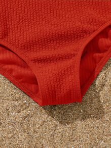 Girls Solid Cami One Piece Swimsuit - Red - View 4