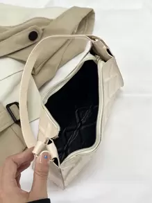 Bolso baguette en relieve geométrico - Beis - Ver 9