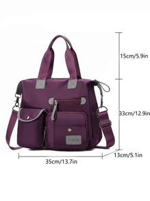 Versatile Waterproof Nylon Hand Bag, Women's Multi Pockets Shoulder Crossbody Purse For Travel - Purple - View 7
