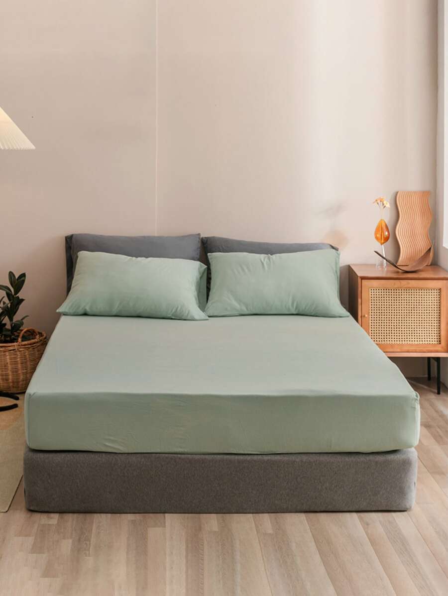 Set sábana bajera sin relleno liso - Verde - Ver 1