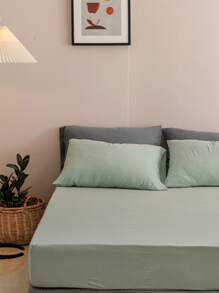 Set sábana bajera sin relleno liso - Verde - Ver 3