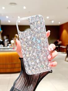 Rhinestone Decor Rhinestone Phone Case Compatible With IPhone 15/15Pro/15Plus/15Promax - Silver - View 2